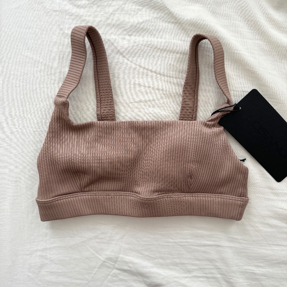 LOSANO Renew Rib Square Neck Bra Pine Bark XS